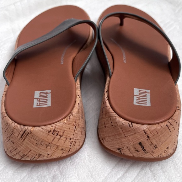 FitFlop Metallic F-mode Leather/Cork Flatform Sandals - Picture 4 of 11